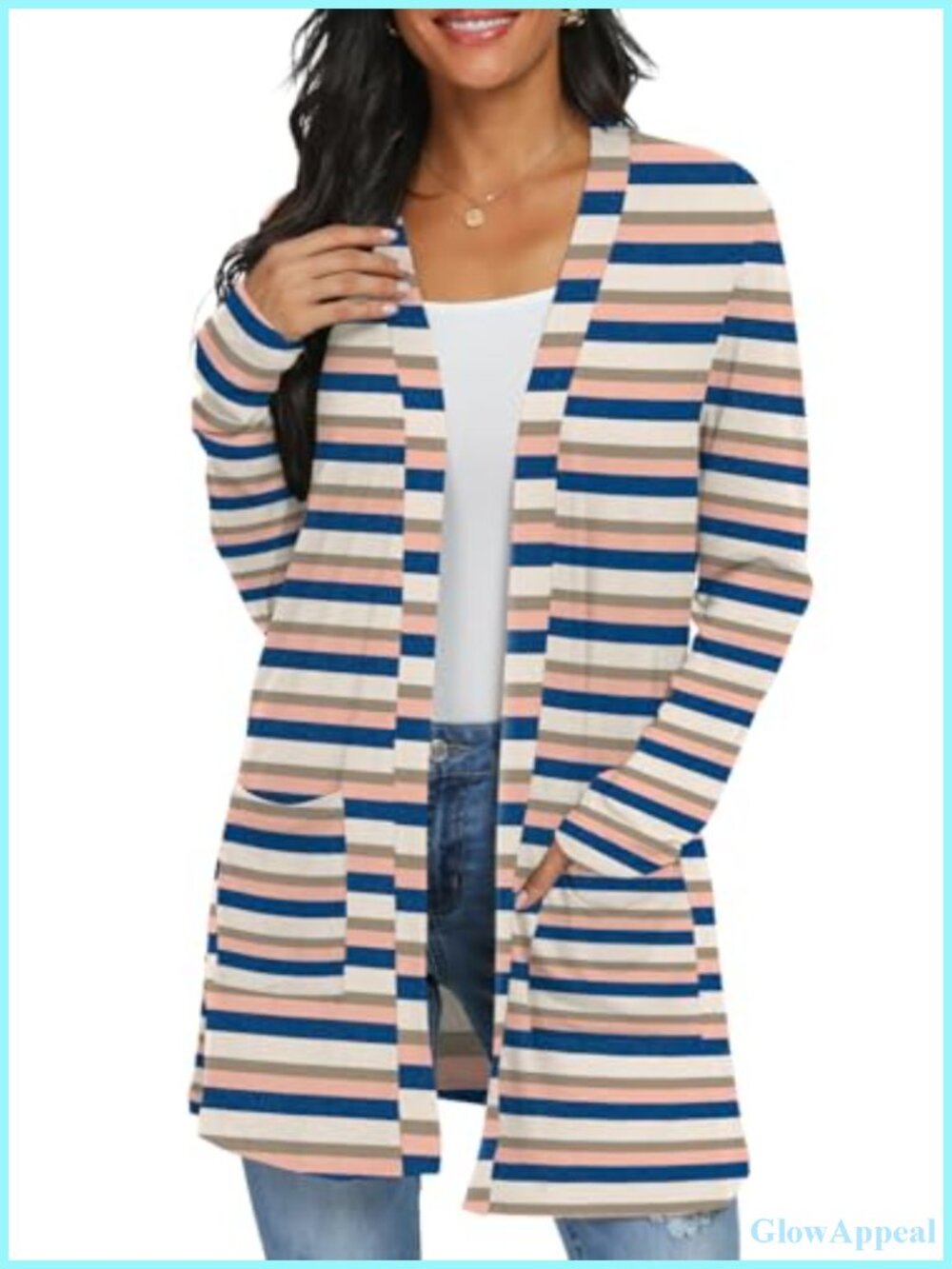 Women's Lightweight Long Cardigan with Pockets, Open Front